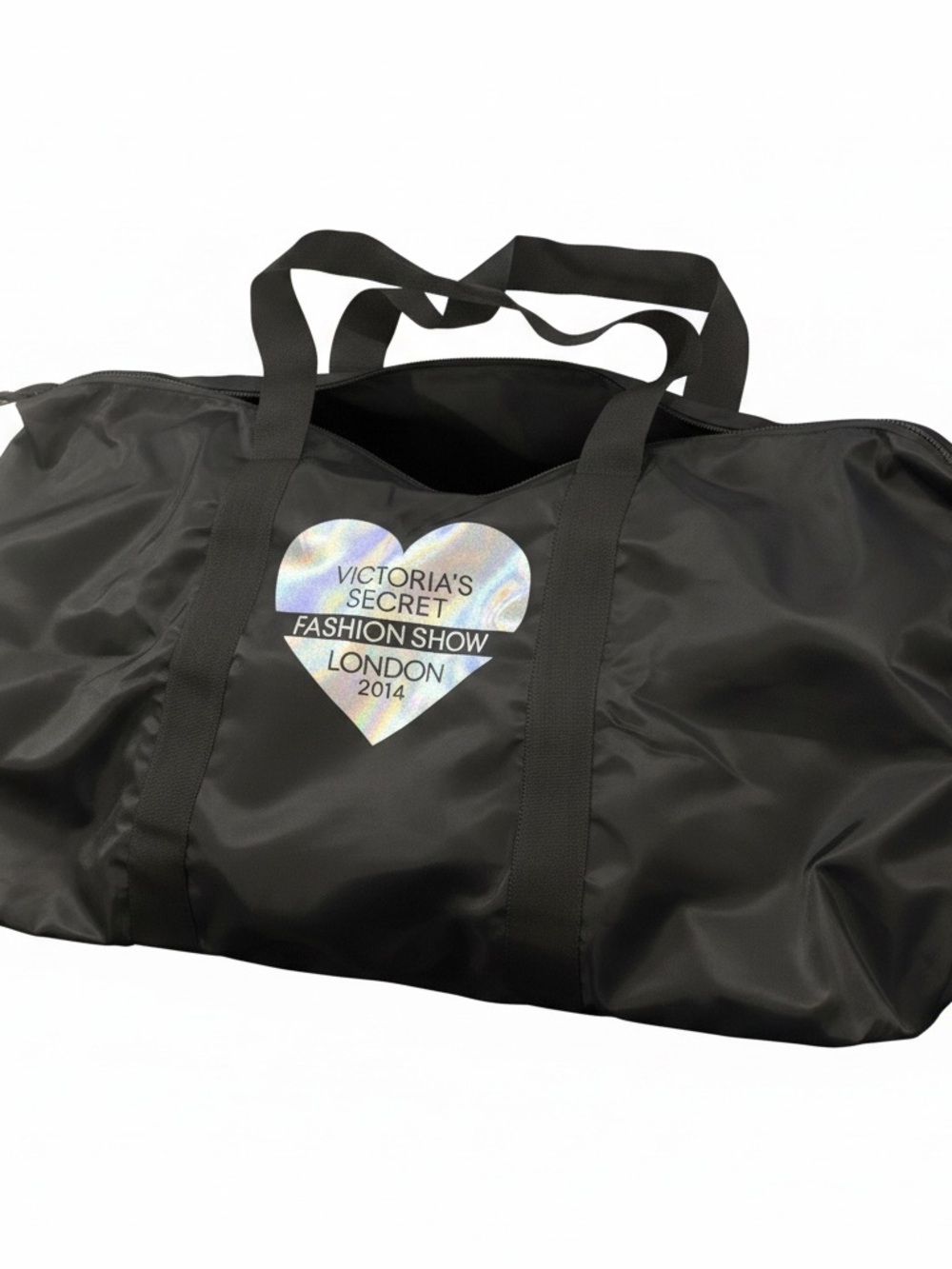 Victoria's Secret Black Travel Duffle with Holographic Heart Logo